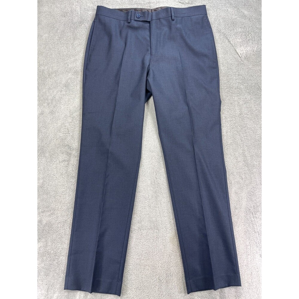 Calvin Klein Dress Pants Mens 34x30 Blue Stretch Slash Pockets Straight Leg